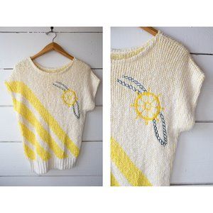 Vintage Yellow Nautical Themed Summer Sweater